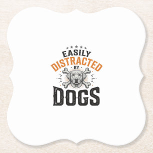 Gemakkelijk Afgeleid Door Honden Vintage Hondenlie Kartonnen Onderzetters