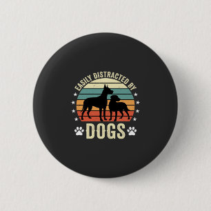 Gemakkelijk Afgeleid door Honden Vintage Retro Zon Ronde Button 5,7 Cm