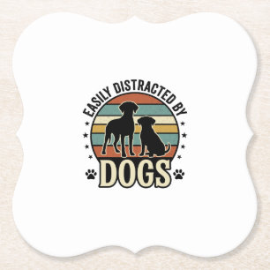 Gemakkelijk afgeleid door honden Vintage Silhouett Kartonnen Onderzetters