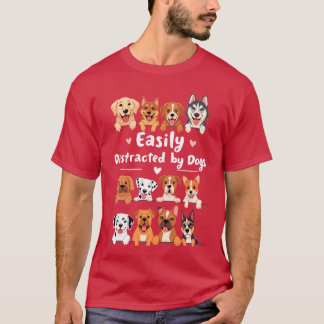 Gemakkelijk afgeleid door honden Vintageee grappig T-shirt