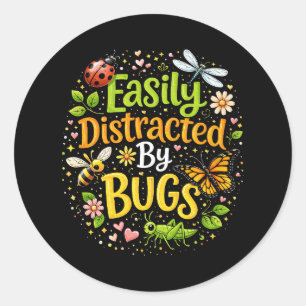 Gemakkelijk Afgeleid door Insecten Ronde Sticker