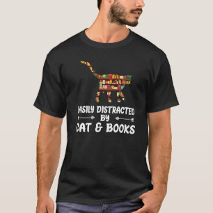 Gemakkelijk Afgeleid Door Kat En Boeken Lezen  Jon T-shirt