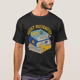 Gemakkelijk afgeleid door Katten & Boeken T-shirt