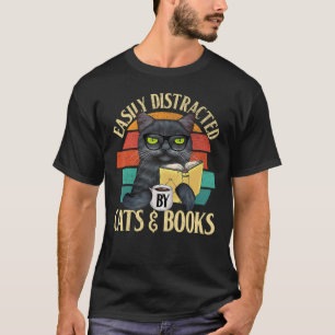 Gemakkelijk Afgeleid door Katten en Boeken Grappig T-shirt