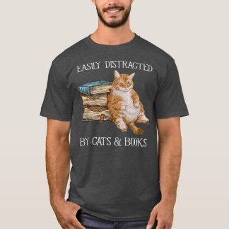 Gemakkelijk afgeleid door katten en boeken, liefhe t-shirt
