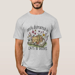 Gemakkelijk afgeleid door Katten en Boeken T-shirt