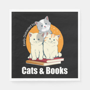 Gemakkelijk afgeleid door katten en boeken T-shirt Servet