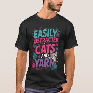 Gemakkelijk Afgeleid door Katten en Garens Kat Wol T-shirt