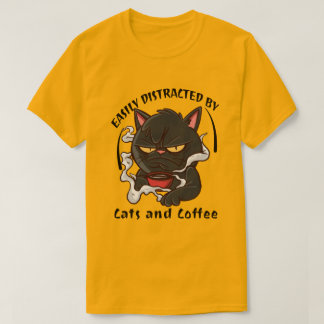 Gemakkelijk Afgeleid Door Katten En Koffie Funny C T-shirt
