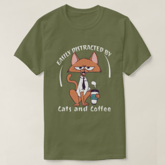 Gemakkelijk Afgeleid Door Katten En Koffie Funny C T-shirt