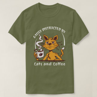Gemakkelijk Afgeleid Door Katten En Koffie Grappig T-shirt