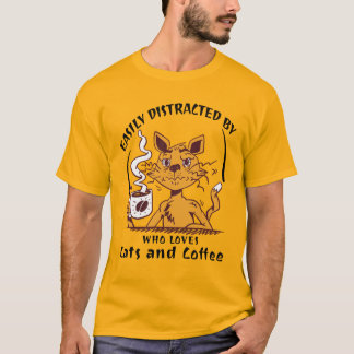 Gemakkelijk Afgeleid Door Katten En Koffie Grappig T-shirt