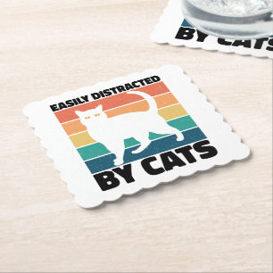 Gemakkelijk Afgeleid Door Katten kitty kawaii Grap Kartonnen Onderzetters