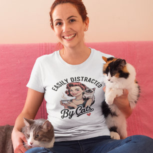 Gemakkelijk Afgeleid door Katten T-shirt