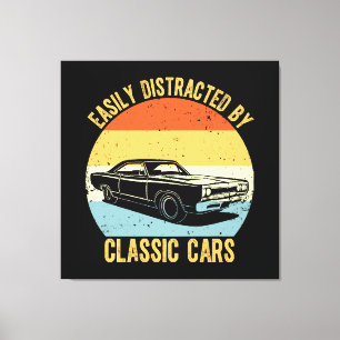Gemakkelijk Afgeleid Door Klassieke Auto's Canvas Afdruk