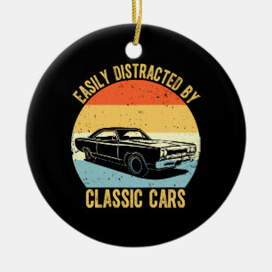 Gemakkelijk Afgeleid Door Klassieke Auto's Keramisch Ornament