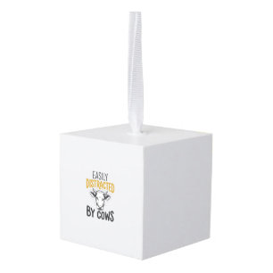Gemakkelijk Afgeleid Door Koeien Grappige Koe Lief Kubus Ornament