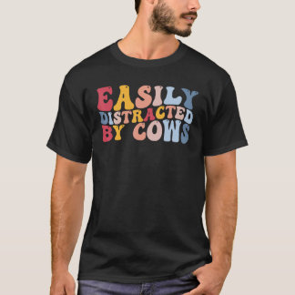 Gemakkelijk Afgeleid Door Koeien Grappige Vaars Ru T-shirt