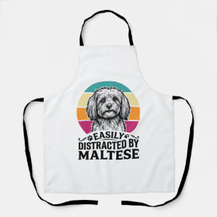 Gemakkelijk Afgeleid Door Maltese Vintage Hond Des Schort