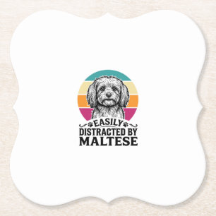 Gemakkelijk Afgeleid Door Maltezer Vintage Hond De Kartonnen Onderzetters