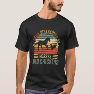 Gemakkelijk Afgeleid Door Paarden En Kippen Retro T-shirt
