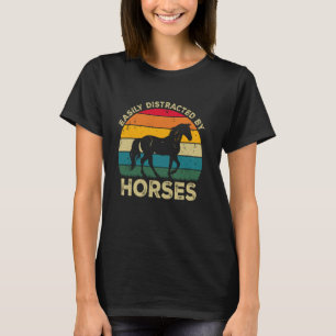 Gemakkelijk Afgeleid Door Paarden, Grappige Mooie T-shirt