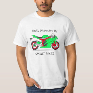 "Gemakkelijk afgeleid door sportfietsen" ontwerp T-shirt