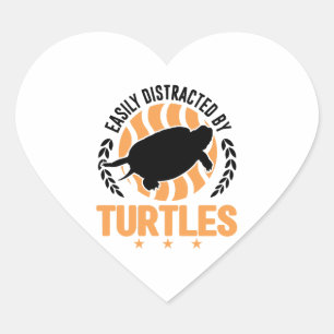 Gemakkelijk afgeleid door Turtles Mini Turtle Hart Sticker