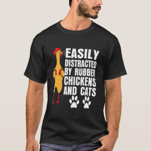 Gemakkelijk Afleidbare Rubberen Kip & Katten Vogel T-shirt