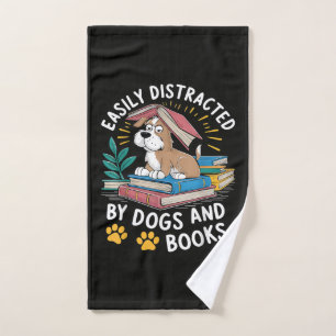 Gemakkelijk Afleidd door Honden en Boeken Grappige Handdoek