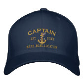 Gemakkelijk gepersonaliseerd Captain Nautical Rope Geborduurde Pet (Voorkant)