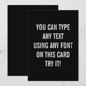 Gemakkelijk Verplette Zwarte Aangepaste Uitnodigin Kaart (Voorkant / Achterkant)