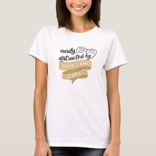 Gemakkelijk verstoord door boeken en kattenboeken t-shirt