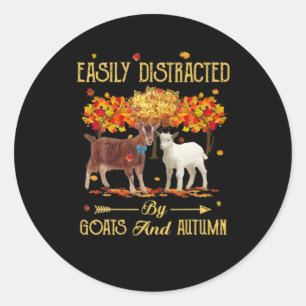 Gemakkelijk verstoord door geiten en herfst Herfst Ronde Sticker