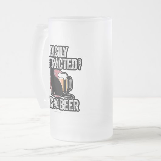 Gemakkelijk verstoord door katten en bier matglas bierpul (Voorkant links)