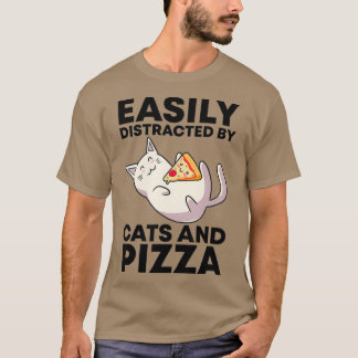 Gemakkelijk verstoord door katten en Pizza Kawaii  T-shirt