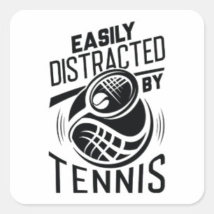Gemakkelijk verstoord door tenis vierkante sticker