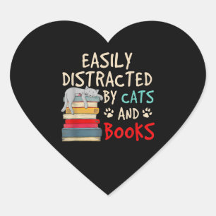 Gemakkelijk Vervormd door Katten en Boeken Funny Hart Sticker