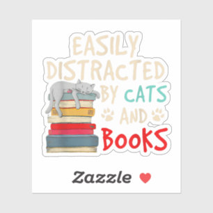 Gemakkelijk Vervormd door Katten en Boeken - Kat _ Sticker