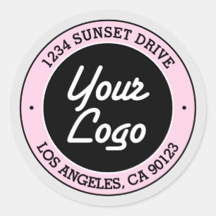 Gemakkelijke Logo Vervanging & Schattige Roze Zwar Ronde Sticker