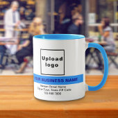 Gemarkeerde bedrijfsnaam op lichtblauwe combo-Mok Mok