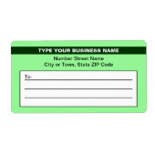 Gemarkeerde merknaam op lichtgroene verzending etiket (Voorkant)