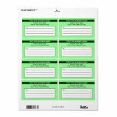 Gemarkeerde merknaam op lichtgroene verzending etiket (Full Sheet)