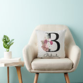 Gemarkeerde Roze Moderne Bloem Initial B Kussen (Stoel)