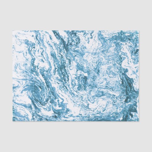 Gemarmerd abstract ontwerp | Blauw en wit Tissuepapier (Voorkant)
