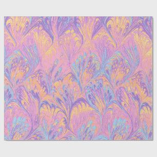 GEMARMERD PAPIER,ABSTRACT ROZE BLAUWE PAUW PATROON CADEAUPAPIER