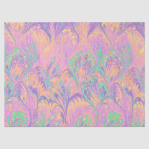 GEMARMERD PAPIER,ABSTRACT ROZE GROEN PAUWPATROON TISSUEPAPIER