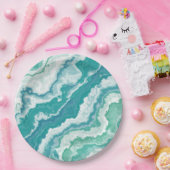 gemarmerd schuimrubber: zee papieren bordje (Feest)