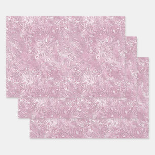 Gemarmerd Silk Moire Patroon in Dusty Pink Inpakpapier Vel
