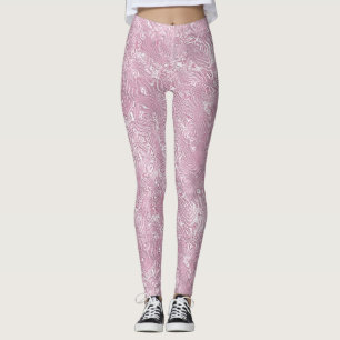 Gemarmerd Zijde Moire Patroon in Stof Roze Leggings